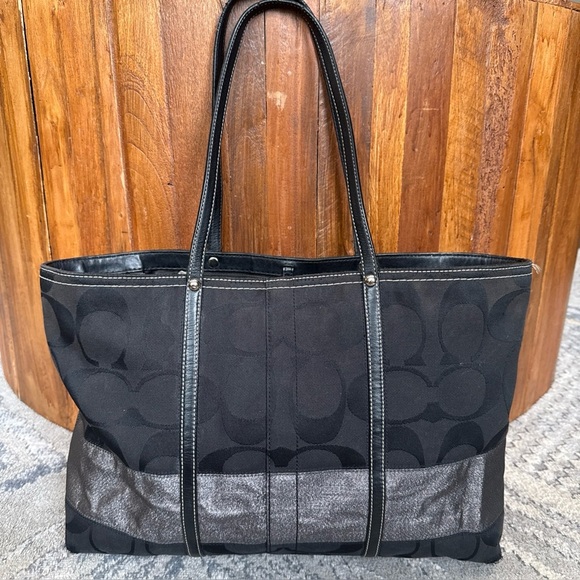 Coach Authentic 2007 Signature Stripe Top Handle Purse Tote - Picture 1 of 16